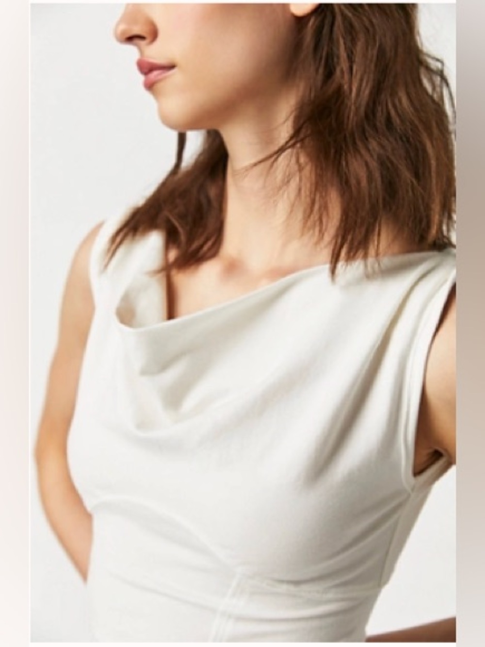 Free people white cowl neck tee
